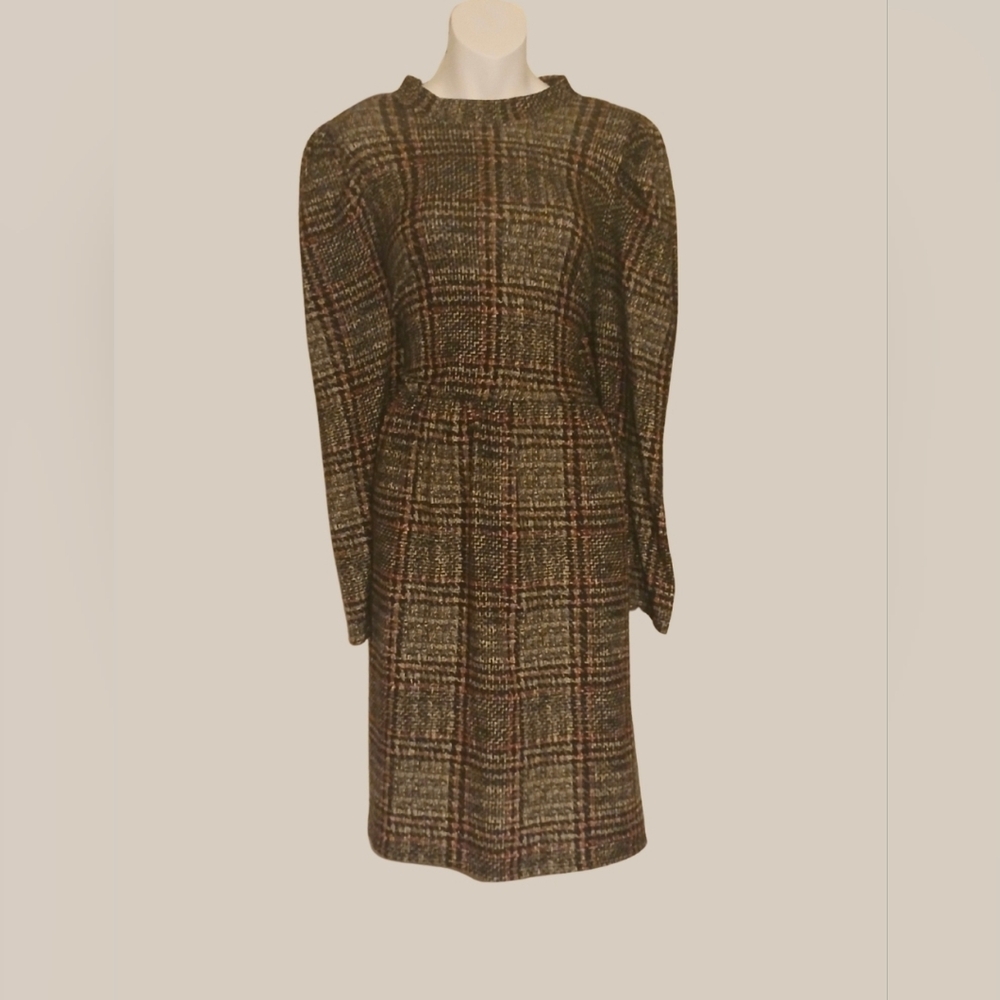 Women's Plus Size Plaid Puff Sleeve Long Sleeve Dress